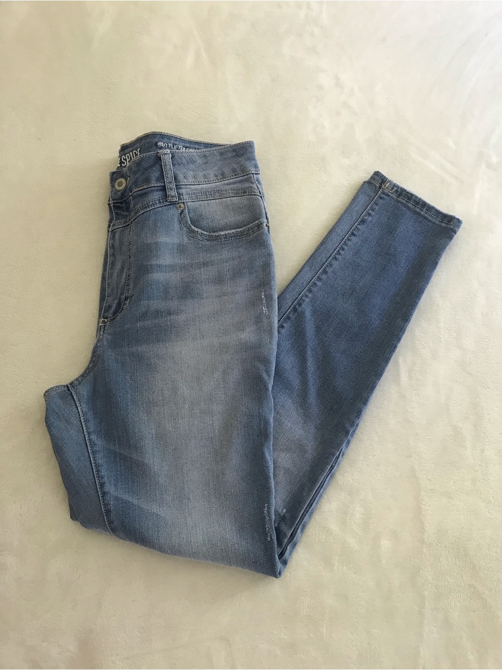 BLUE SPICE BUTT LIFTER SKINNY SLIGHTLY DISTRESSED JEANS JR SIZE 9